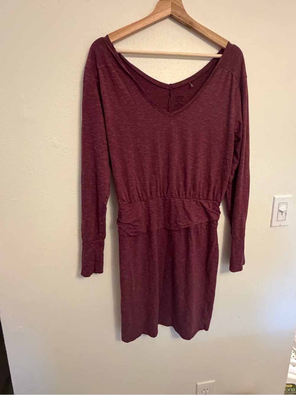 Toad&Co Maroon V-Neck Long-Sleeve Midi Dress